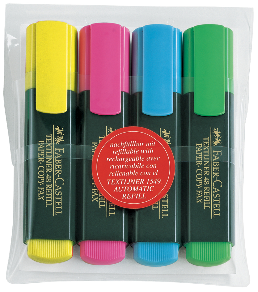 FABER-CASTELL Textmarker TEXTLINER 48 REFILL, 4er Etui