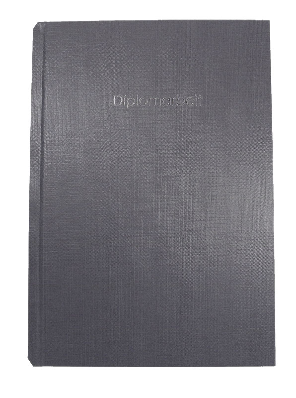 Bucheinband Hardcover ST, Prägung DIPLOMARBEIT, grau