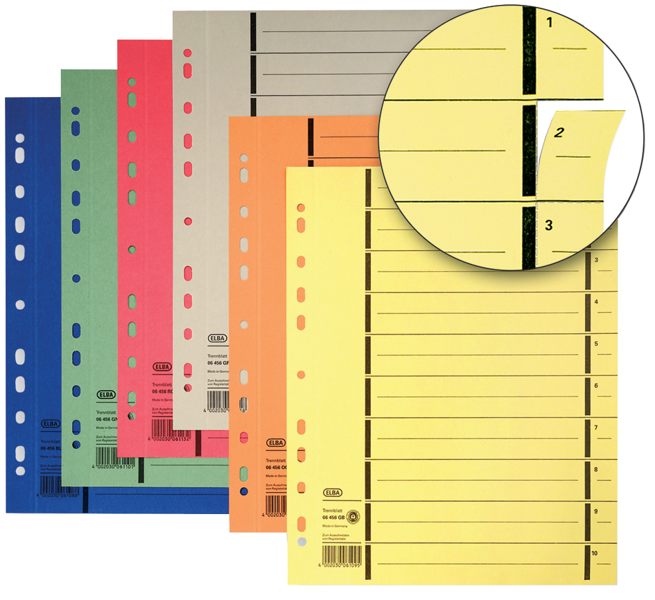 ELBA Trennblätter mit Perforation, DIN A4 Überbreite, gelb