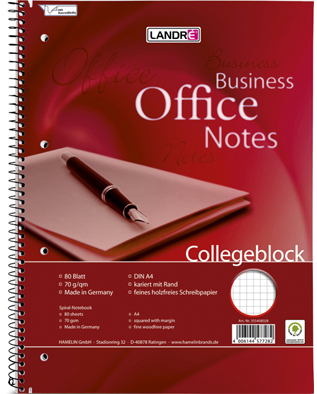 LANDRÉ Collegeblock ´Business Office Notes´ DIN A5, kariert