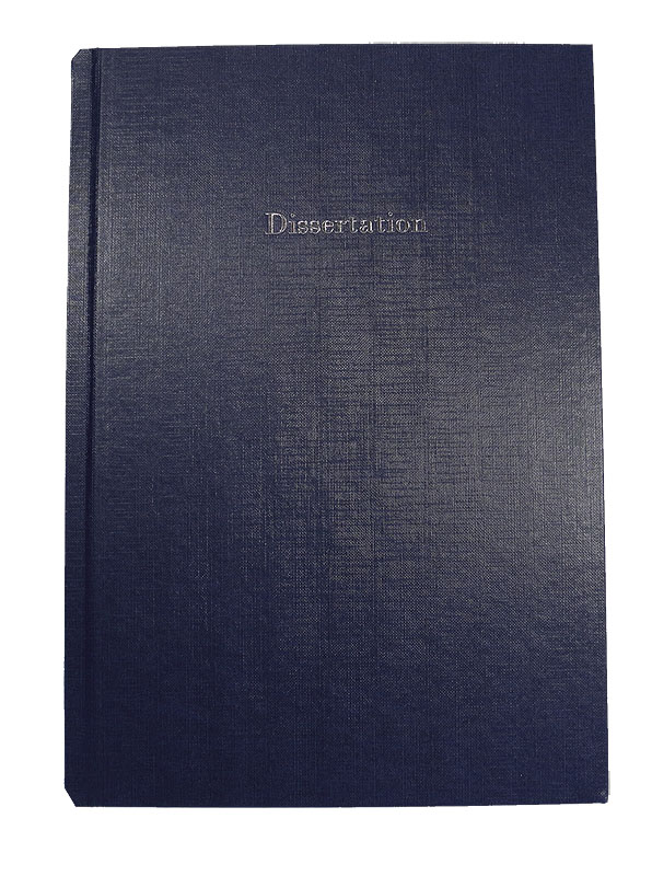 Bucheinband Hardcover ST, Prägung DISSERTATION, blau