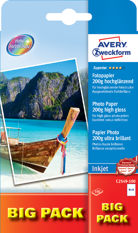 AVERY Zweckform Superior Inkjet Foto-Papier, 20 Blatt GRATIS