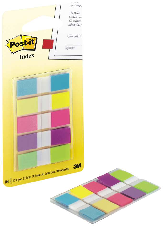 Post-it Haftstreifen Index mini, 11,9 x 43,2 mm, 5-farbig