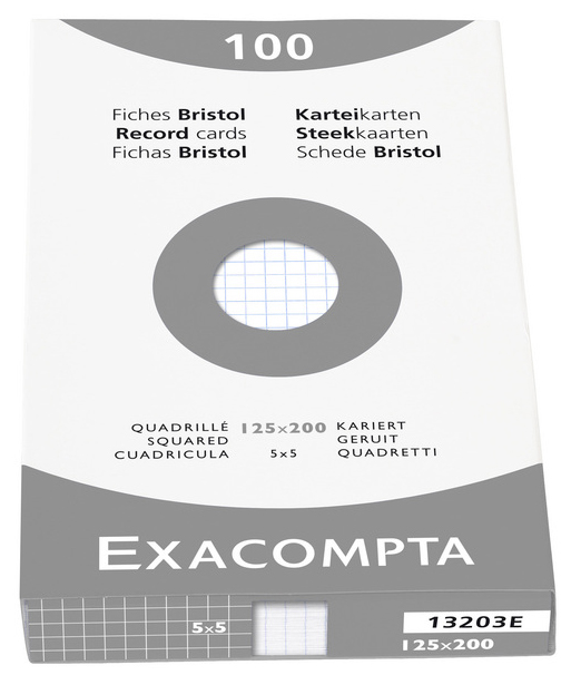 EXACOMPTA Karteikarten, 125 x 200 mm, kariert, weiß