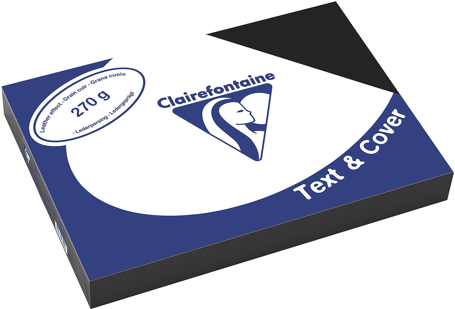 Clairefontaine Einbanddeckel, Lederstruktur, 270 g/m² - schwarz - schwarz