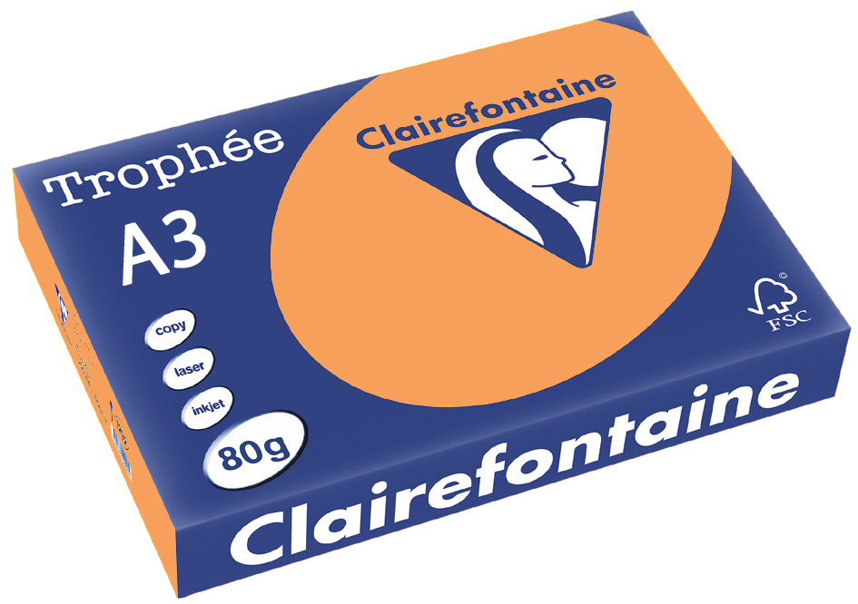 Clairefontaine Trophée Papier 1880C, A3, 80 g/m² - mandarine - mandarine