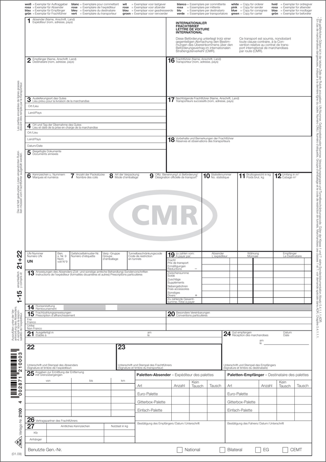 RNK Verlag Vordruck ´Internationaler Frachtbrief (CMR)´, SD