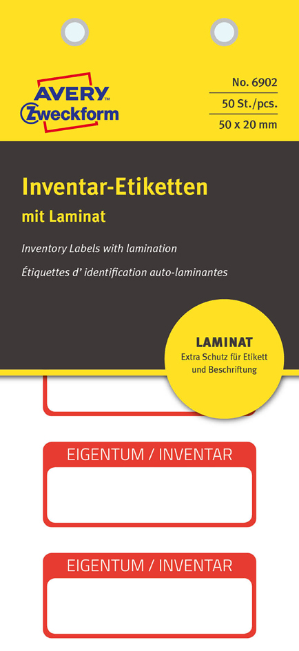 AVERY Zweckform Inventar-Etiketten mit Laminat, schwarz