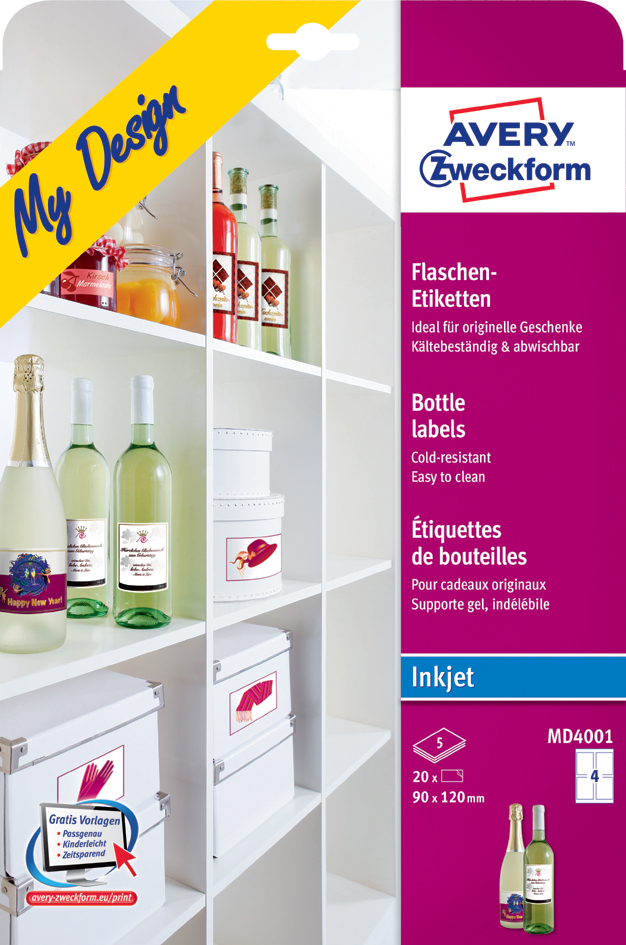 AVERY Zweckform My Design Inkjet Flaschen-Etiketten