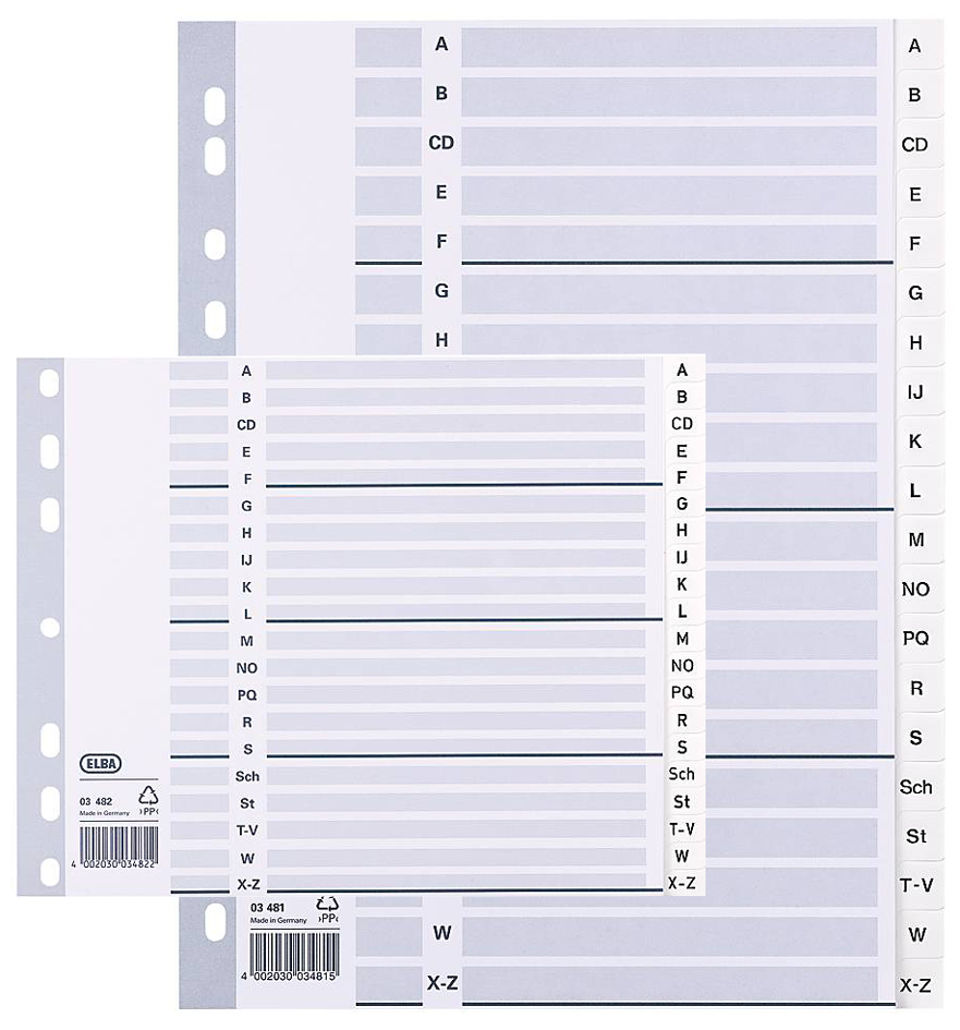 ELBA Kunststoff-Register, A-Z, DIN A4, weiß, 20-teilig, voll