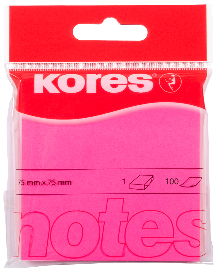 Kores Haftnotizen ´NEON´, 75 x 75 mm, blanko, neon-pink