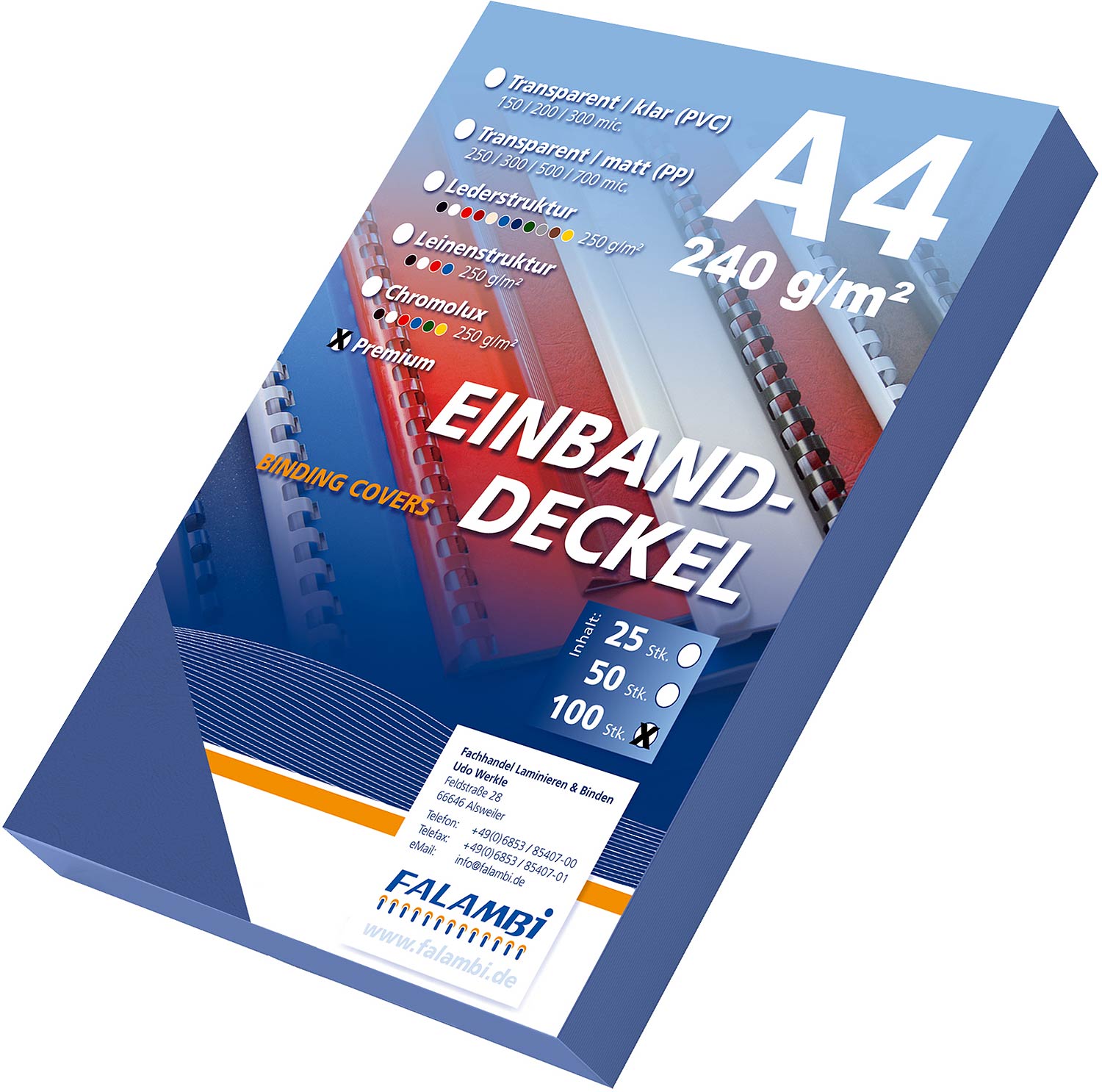 Einbanddeckel PREMIUM A4 Leder / 240 - dunkel-/ royalblau