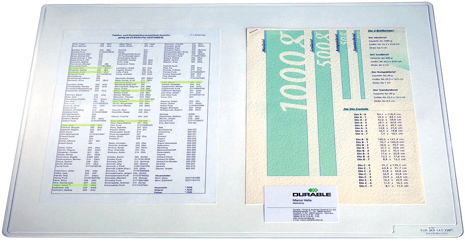 DURABLE Schreibunterlage DURAGLAS, transparent