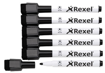 Rexel Whiteboard-Marker, schwarz, 6er Set