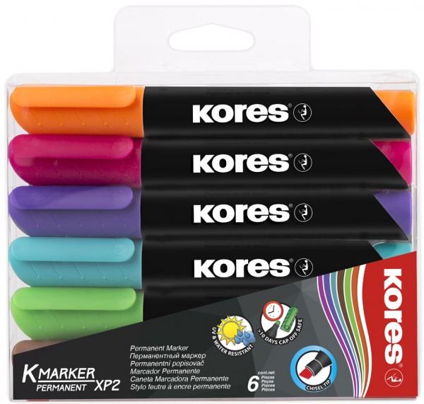 Kores Permanent-Marker ´K MARKER´, Rundspitze, 6er Etui