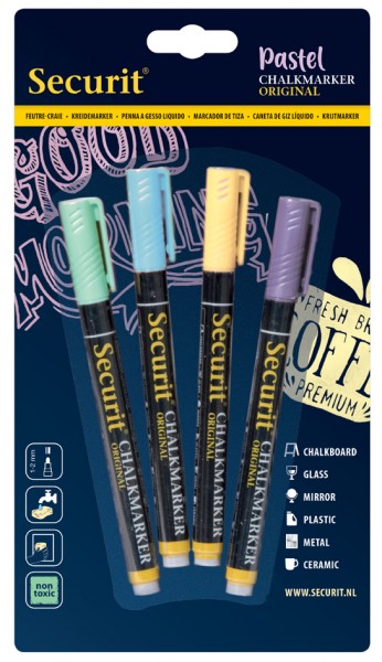 Securit Kreidemarker ORIGINAL SMALL, 4er Set, Pastell