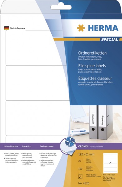 HERMA Ordnerrücken-Etiketten SPECIAL, 192 x 61 mm, weiß