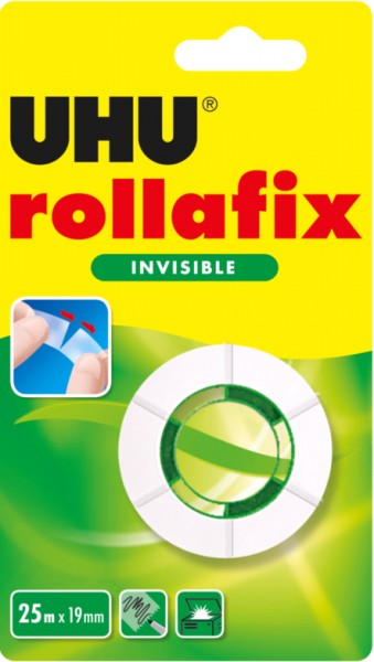 UHU Klebefilm rollafix invisible, 19 mm x 25 m