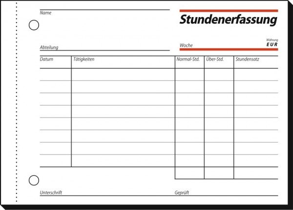 sigel Formularbuch ´Stundenerfassung´, A6 quer, 50 Blatt