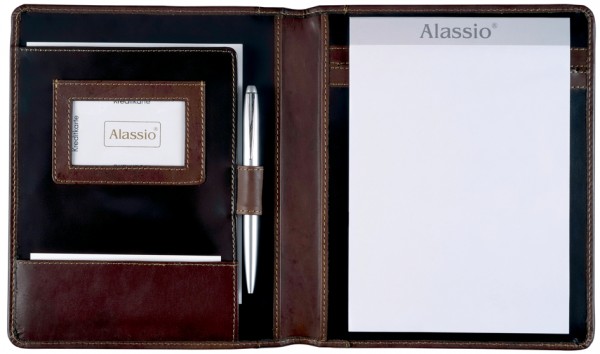 Alassio Schreibmappe ´MONACO´, A5, Leder, dunkelbraun-antik