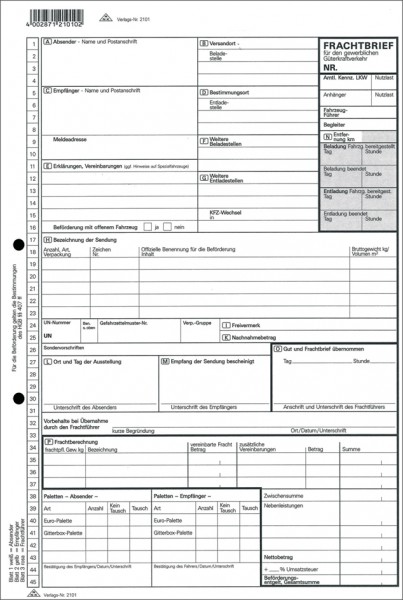 RNK Verlag Vordruck ´Frachtbrief für Güterkraftverkehr´, SD
