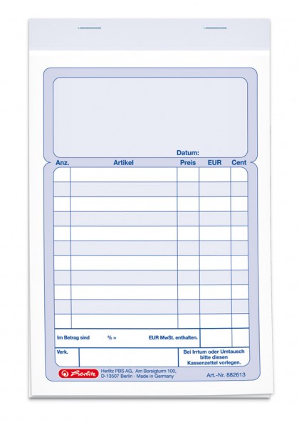 herlitz Formularbuch ´Kassenblock´, DIN A6, 2 x 50 Blatt