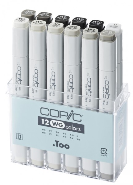 COPIC Profi Marker, 12er Grau Set ´WG´, warme Grautöne