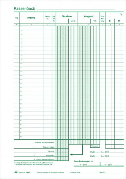 RNK Verlag Kassenbuch, DIN A4, mit Umsatzsteuererfassung, SD