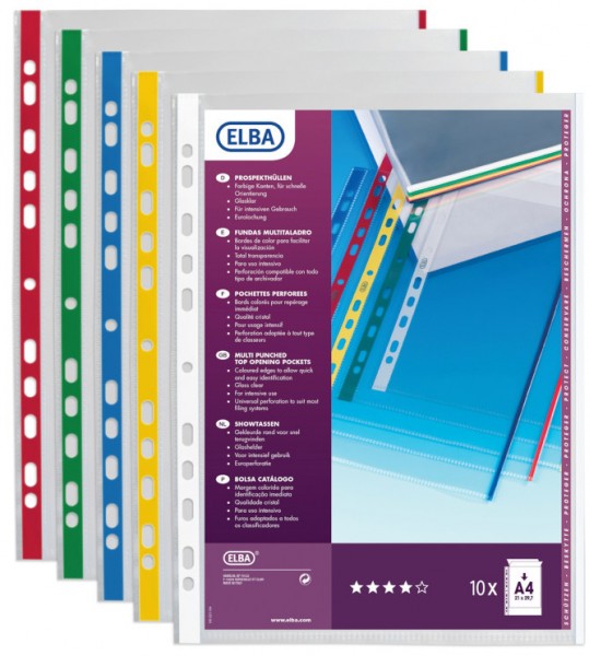 ELBA Prospekthülle, DIN A4 mit farbigem Rand, PP, 0,09 mm
