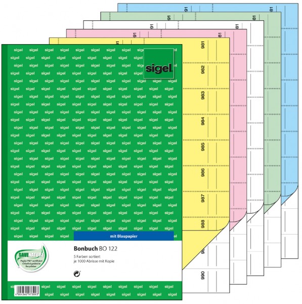 sigel Formularbuch ´Bonbuch´, A4, 1000 Abrisse, sortiert