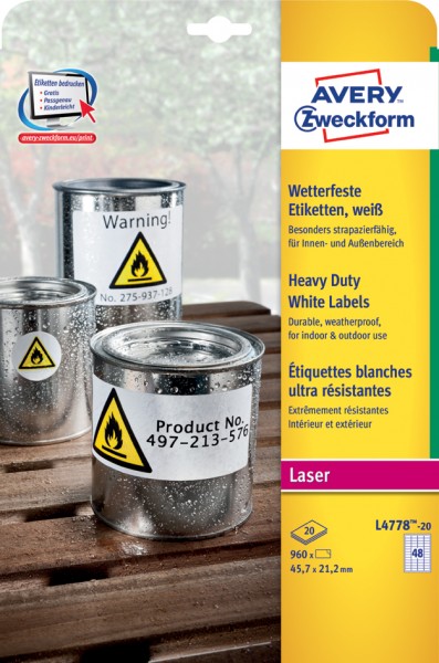 AVERY Zweckform wetterfeste Etiketten, 210 x 297 mm